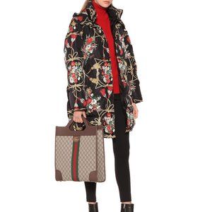 GUCCI Padded NEW Coat Flowers &Tassels Black 38